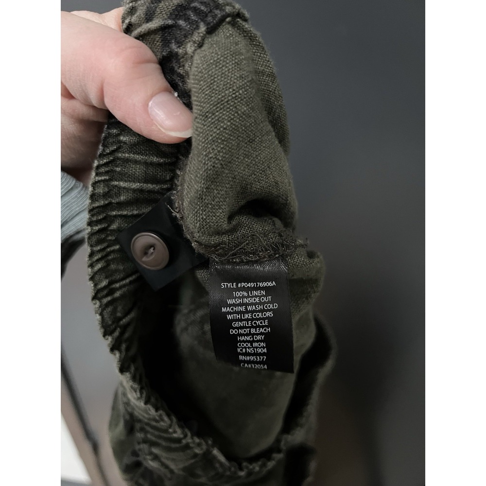 Sanctuary x Anthropologie Cropped Green Camo Linen Cargo Pants Women's Sz XS - Picture 5 of 5